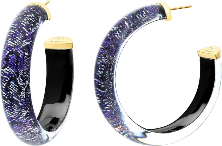 Gold & Honey Pink Snake Skin Medium Illusion Hoops