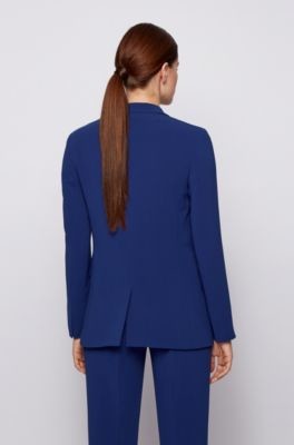 Boss Relaxed-fit jacket in crease-resistant crepe with stretch