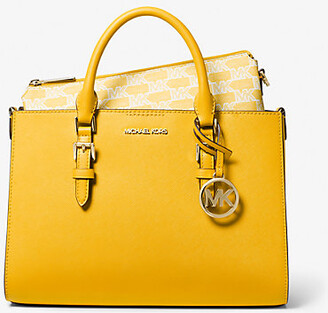 Kenly Large Signature Logo Tape Tote Bag In Yellow