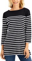 Thumbnail for your product : Karen Scott Plus Size Striped 3/4-Sleeve Top, Created for Macy's