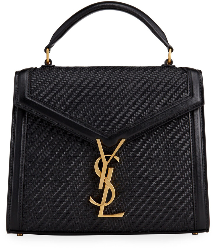 Saint Laurent Cassandra Woven Leather Mini TopHandle Bag ShopStyle