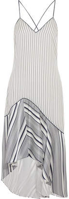 Jonathan Simkhai Asymmetric Striped Silk Crepe De Chine Dress - Off-white