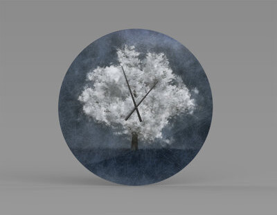 LeRoi Products Absolutely One Blue Tree Modern' Metal Wall Clock