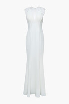 Thumbnail for your product : Catherine Deane Melissa Lace-paneled Lattice-trimmed Cady Gown