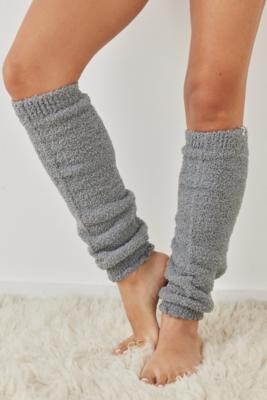 2-pack rib-knit leg warmers - Black/Dark grey marl - Ladies