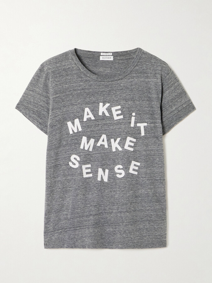 Mother The Boxy Goodie Goodie Printed Jersey T-shirt - Gray