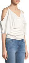 Thumbnail for your product : Helmut Lang Cold-Shoulder Viscose Wrap Top