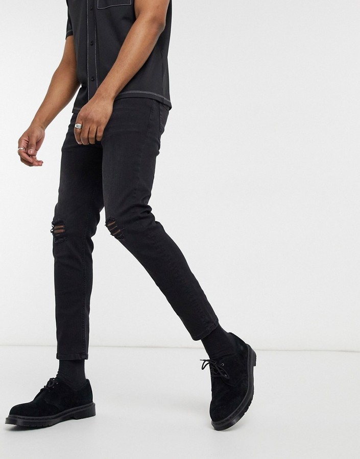 mens black cropped jeans