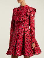 Thumbnail for your product : Valentino Leopard And Tiger-print Wool-blend Skater Dress - Womens - Red Print