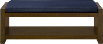 47" Accent Bench With Lower Shelf Shoe Rack, Padded Seating Bench For Living Room, Modern Compact Bed End Bench With Storage For Bedroom Seating, Remo