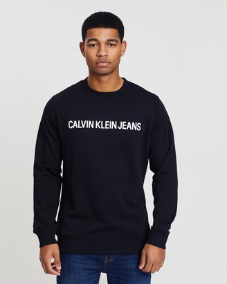 Calvin Klein Jeans Men's Black Sweats - Core Institutional Sweater - Size S  at The Iconic - ShopStyle Jumpers & Hoodies