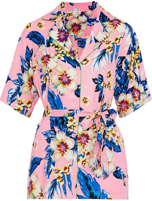 Dvf West Diane Von Furstenberg Belted Floral-print Twill Shirt