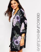 Thumbnail for your product : ASOS CURVE Exclusive Kimono in Botanical Digital Print