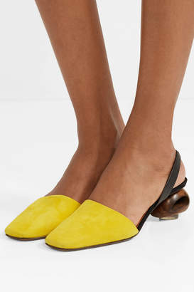 Neous Sarco Suede And Leather Slingback Pumps - Yellow