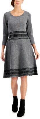 Taylor Border-Print Sweater Dress