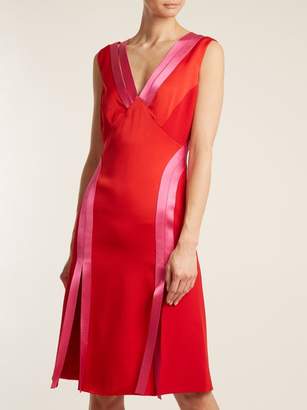 Versace Contrast-trim Crepe Dress - Womens - Red Multi