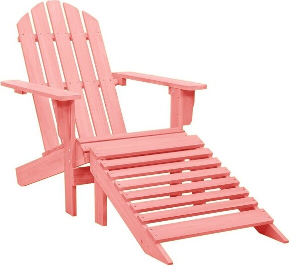 VidaXL vidaXLAdirondackChairPatioAdirondackChairwithOttomanSolidWoodFir-Pink