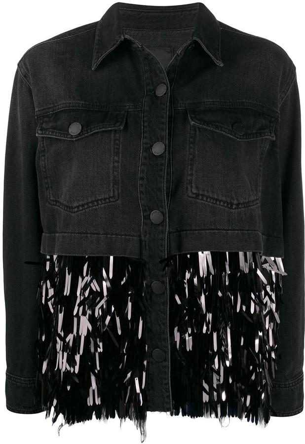 embellished black denim jacket