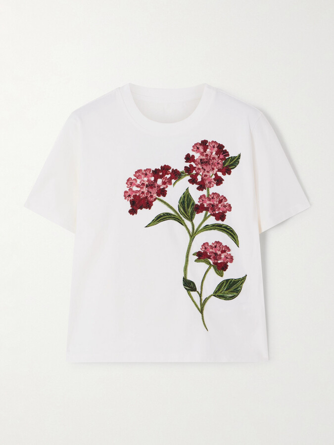 Agua by Agua Bendita Appliquéd Embroidered Cotton-jersey T-shirt - Multi