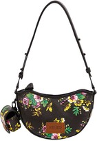 Like Green Faux Leather and Floral Print Crossbody Tote Handbag