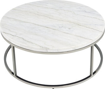 Latitude Run And Elegant Round Marble Top Coffee Table With Metal Structure 36 Inches Wide Deep 16 High 62 Lbs Modern Design Finish 36x16 Inches Lbs Suitable