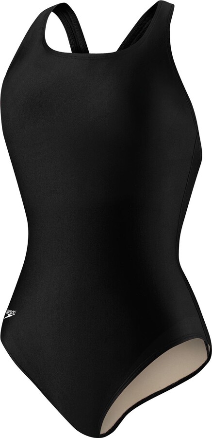 Speedo Women's Solid Conservative Ultraback Swimsuit, Size 6, Black