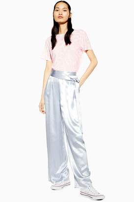 Topshop Double Belted Satin Wide Pants