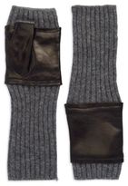 Thumbnail for your product : Carolina Amato Leather Accented Fingerless Gloves