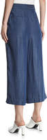 Thumbnail for your product : Tibi Pleated Wide-Leg Chambray Pants