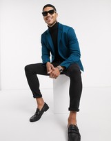 Thumbnail for your product : ASOS DESIGN super skinny blazer in blue jersey