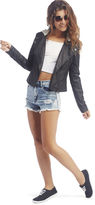 Thumbnail for your product : Wet Seal Hooded Faux Leather Moto Jacket