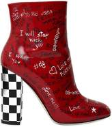 Dolce & Gabbana 105mm Graffiti Leather Ankle Boots