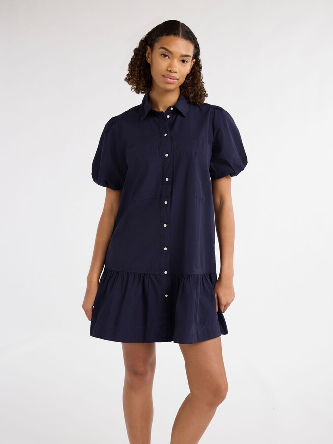 Free Assembly Women’s and Women’s Plus Cotton Ruffle Mini Dress with Puff Sleeves, Sizes XS-4X