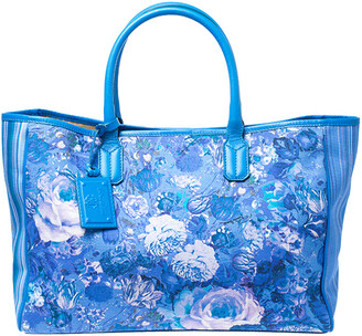 blue floral handbag