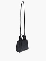 Thumbnail for your product : Balenciaga Hourglass Mini Crocodile-effect Leather Tote Bag - Black