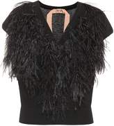 Thumbnail for your product : N°21 Ostrich feather-trimmed sweater