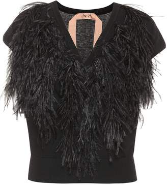 N°21 Ostrich feather-trimmed sweater
