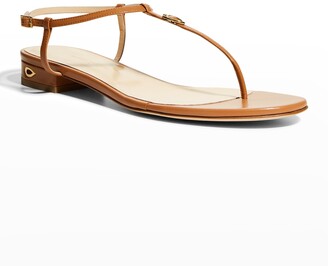 Jennifer Chamandi Pietro Buckle T-Strap Flat Thong Sandals