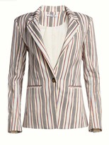 Thumbnail for your product : Derek Lam 10 Crosby Striped Tailored Ruffle-Trim Blazer