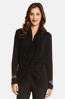 Thumbnail for your product : Karen Kane Embellished Cuff Crossover Front Top