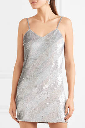 Ashish Striped Sequined Silk-georgette Mini Dress - Silver