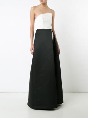 Halston asymmetric strapless dress