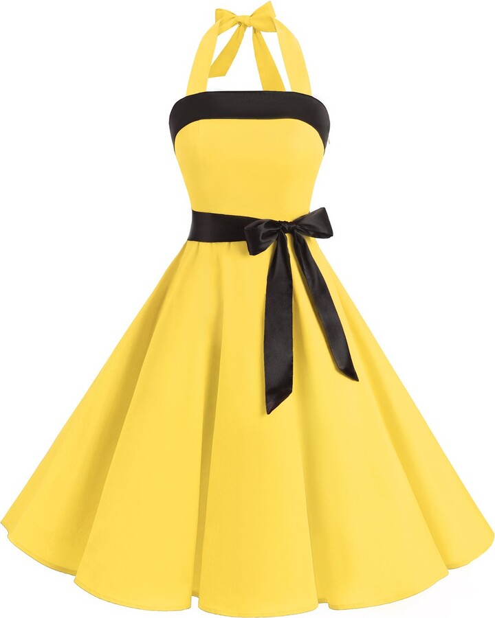 Yellow Halter Neck Dress | Shop The Largest Collection | ShopStyle UK