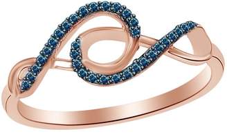 AFFY Blue Natural Diamond Double Infinity Ring in 10k Gold (0.1 Cttw) Ring Size - 13.5