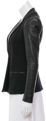 Belstaff Leather-Accented Knit Blazer Black Leather-Accented Knit Blazer