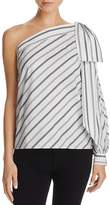 Thumbnail for your product : Milly Stripe One-Shoulder Bow Top