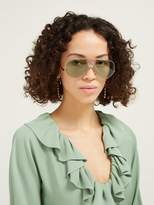 Thumbnail for your product : Chloé Alpina Aviator Metal Sunglasses - Womens - Green