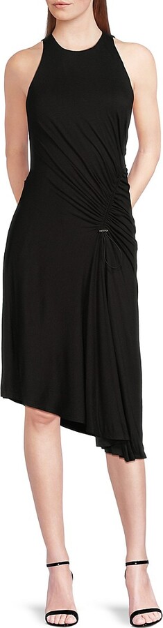 Ruched Asymmetric Midi-Dress