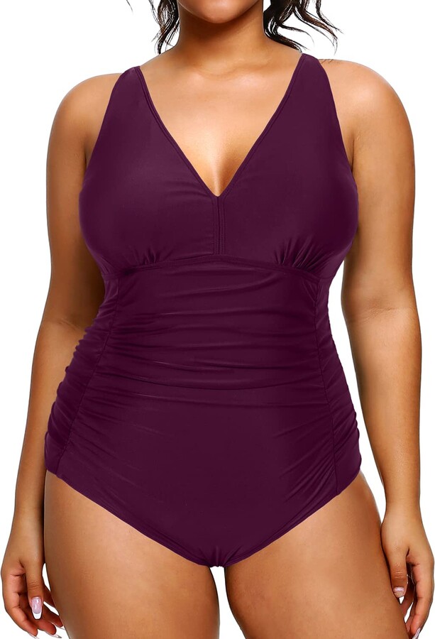Imbry Women's Plus Size Tankini Top with Shorts Swimsuit Swimwear Set 