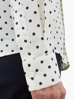 Thumbnail for your product : Gabriela Hearst Mirtha Polka-dot Pintuck-pleat Silk Shirt - Navy White